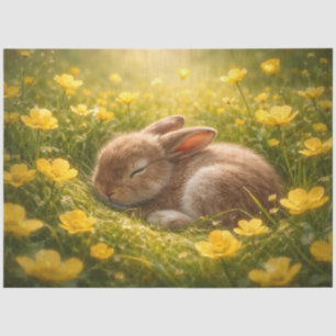 Schlafendes Baby-Kaninchen in Butterblumen-Frühlin Seidenpapier