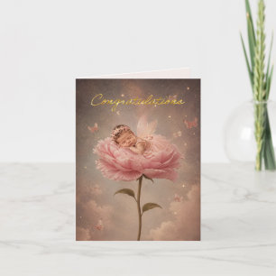 Schlafendes Baby rosa Blume Gratulation Karte