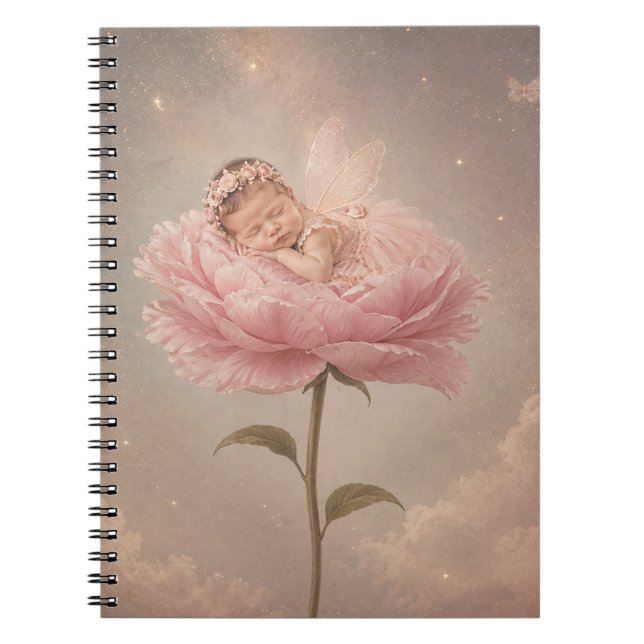 Schlafendes Baby rosa Blume Notizblock (Vorderseite)