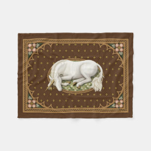 Schlafendes Einhorn Antikbraun Mittelalterlich Fleecedecke