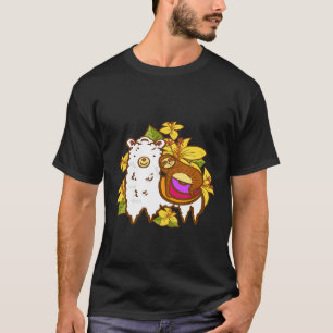 Schlafendes Faultier Lama Blumen Süße Alpaka Tier  T-Shirt