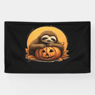 Schlafendes Faultier und Halloween-Kürbis Klassisc Banner