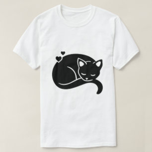 Schlafendes Katze-mit-Herzen-Grafik-T-Shirt T-Shirt