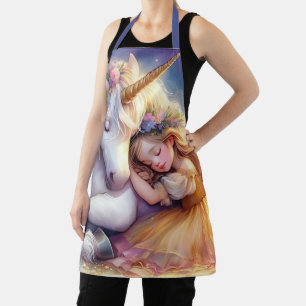 Schlafendes Mädchen Einhorn Traumlandschaft Schürze