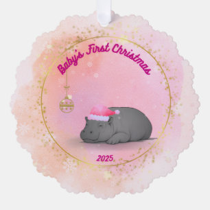 Schlafendes Nilpferdbaby - Papierornament Ornament Karte