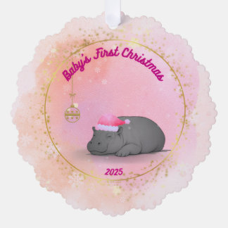 Schlafendes Nilpferdbaby - Papierornament Ornament Karte