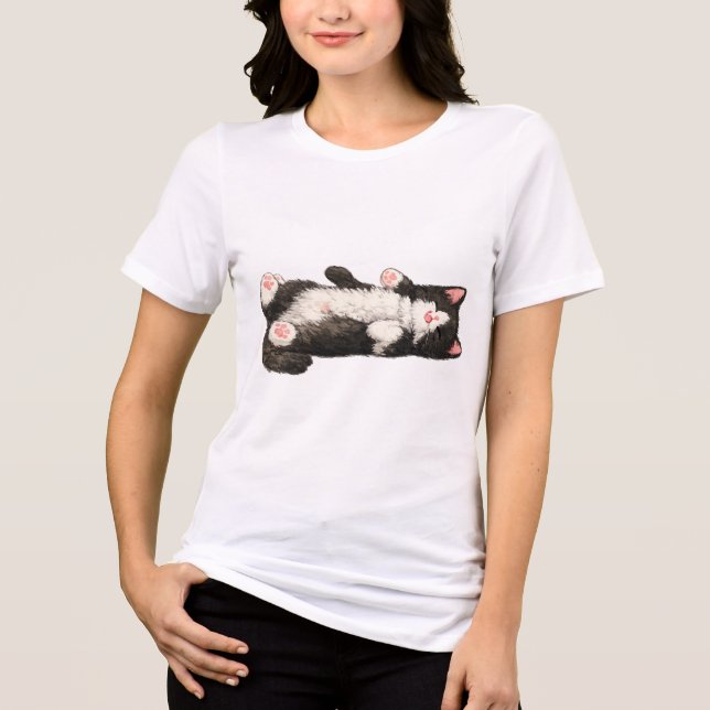 Schlafendes Smoking-Kätzchen Tri-Blend Shirt (Vorderseite)