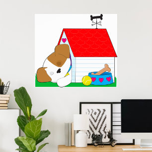 Schlafendes Welpen-Hundehaus Süßes Haustier Poster