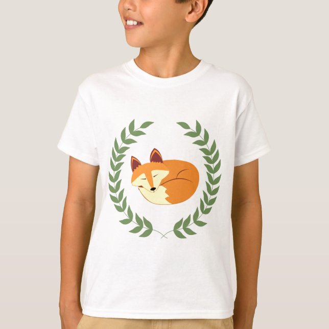 SchlafenFox mit Lorbeer-Kranz T-Shirt (Vorderseite)