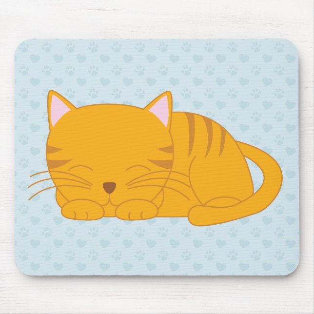 Schlafenorange Tabby-Katze Mousepad (Vorne)