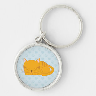 Schlafenorange Tabby-Katze Schlüsselanhänger