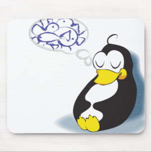 SchlafenPinguin, der über Fische mousepad träumt