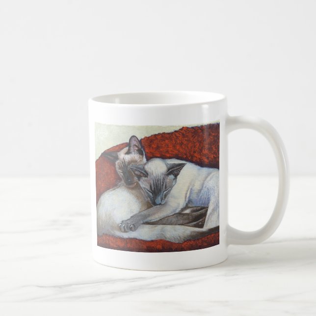 Schlafensiamesische Katzen-Kunst Tasse (Rechts)
