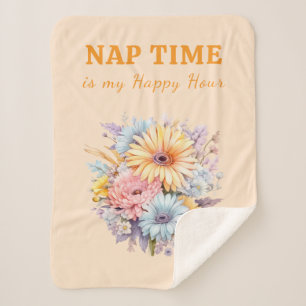 Schlafenszeit Happy Hour Blumen orange Sherpadecke