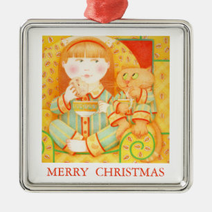 SCHLAFENSZEIT-SNACK Premium-Ornament + Text / Weiß Ornament Aus Metall