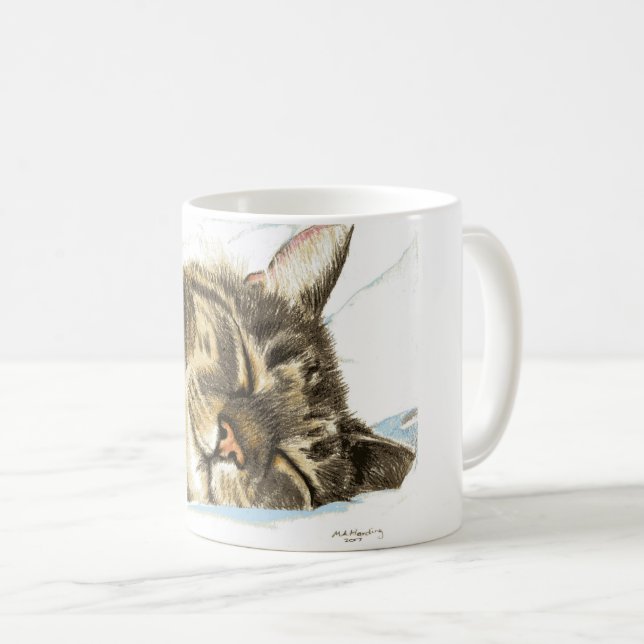 Schlafentabby-Katze Kaffeetasse (VorderseiteRechts)