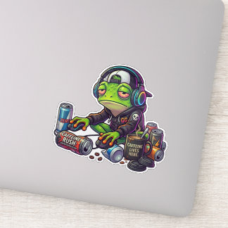 Schlafentzogener Gamer-Frosch  Aufkleber