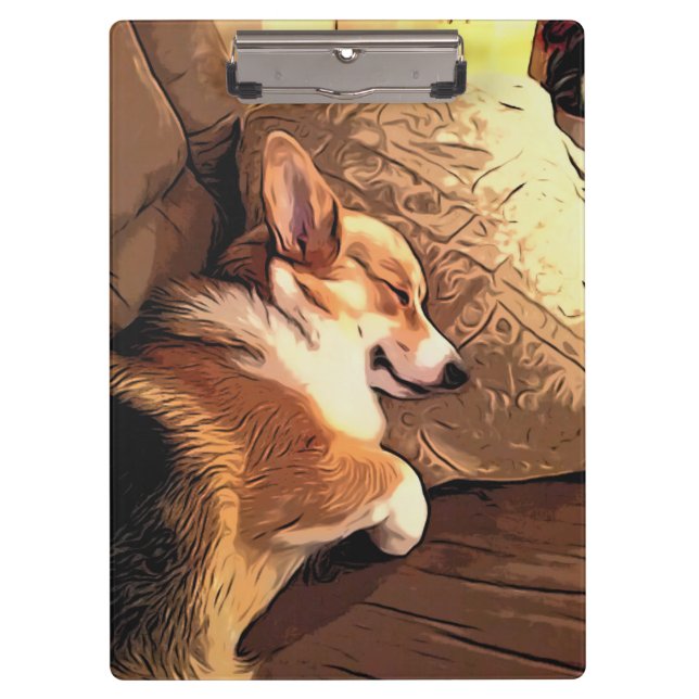 Schlafenwaliser Corgi Klemmbrett (Vorderseite)