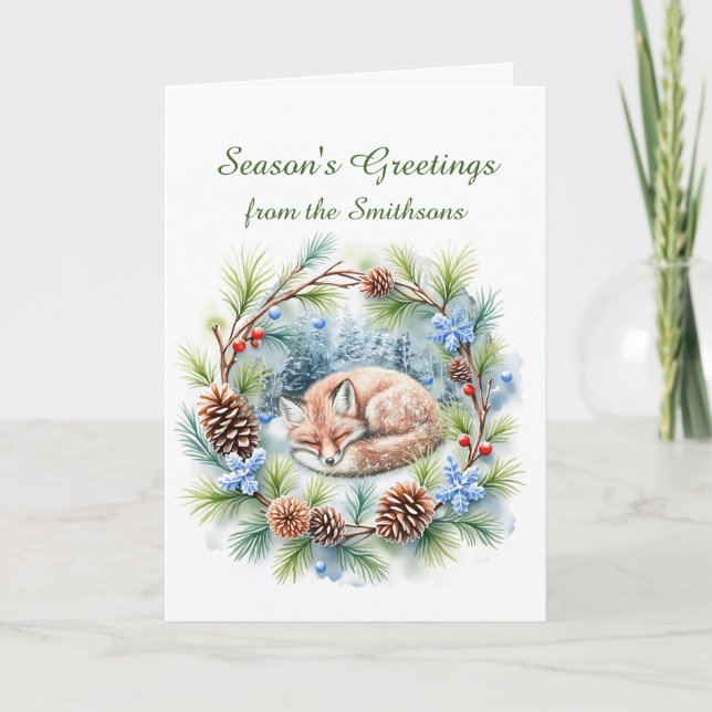 Schlaffox im Winterkranz Karte (Vorderseite)