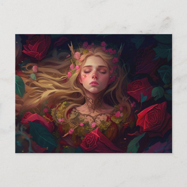 Schlaffrau Märchen Postkarte (Vorderseite)