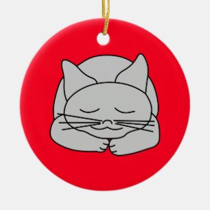 Schlafgraue Katze Keramik Ornament