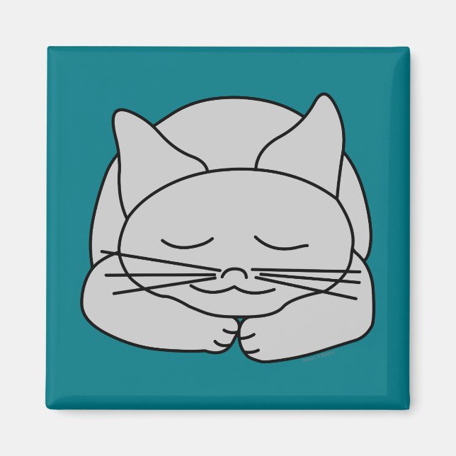 Schlafgraue Katze Magnet (Vorne)