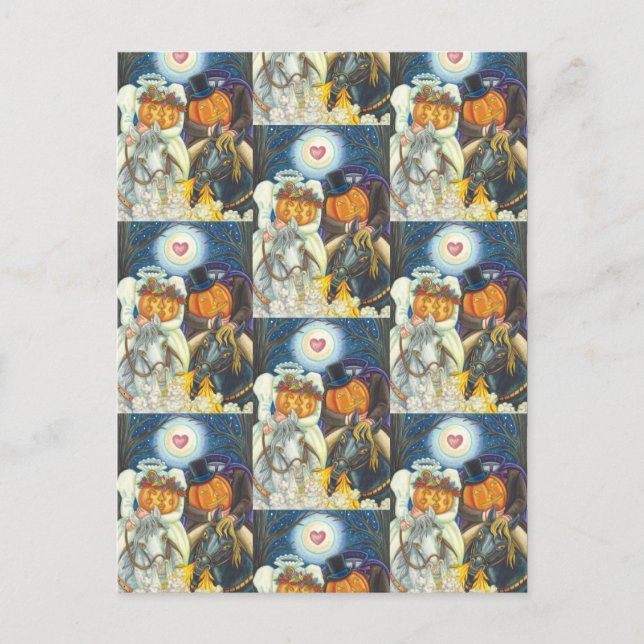 SCHLAFHOLLOW WEDD, HEADLESS HORSEMAN HALLOWEEN POSTKARTE (Vorderseite)