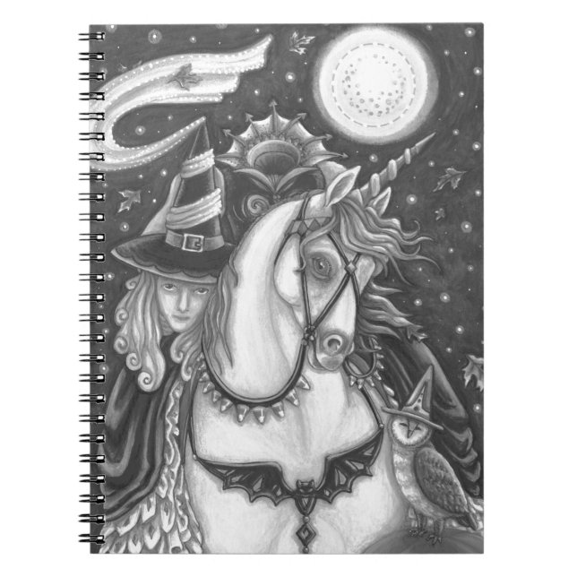 SCHLAFHOLZ, HEADLESS GOTHIC WITCH, UNICORN, OWL NOTIZBLOCK (Vorderseite)