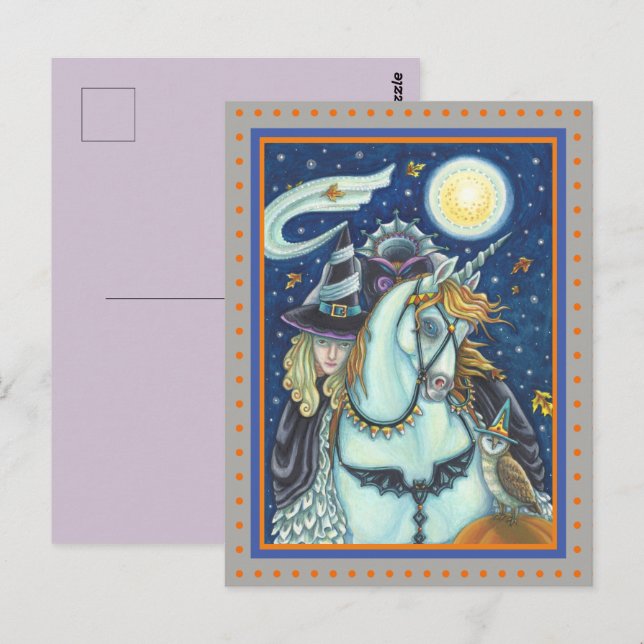 SCHLAFHOLZ, HEADLESS GOTHIC WITCH, UNICORN, OWL POSTKARTE (Vorne/Hinten)