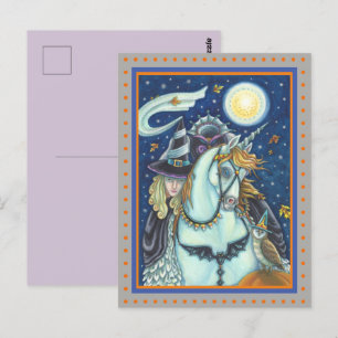 SCHLAFHOLZ, HEADLESS GOTHIC WITCH, UNICORN, OWL POSTKARTE
