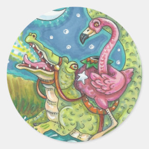 SCHLAFHOLZPINK FLAMINGO STICKERS RUNDE