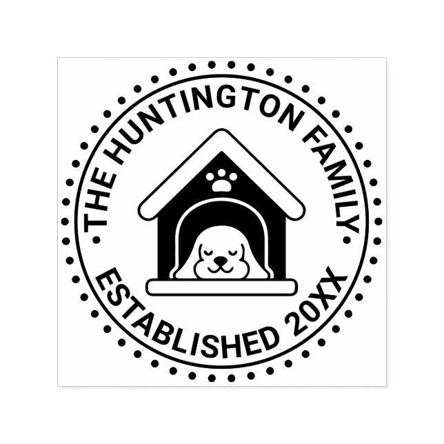 Schlafhund im Hundehaus Familienname Datum Ed Permastempel (Design)