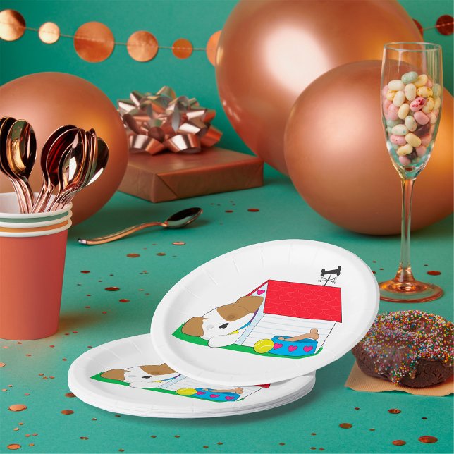 Schlafhund in einem Hundehaus Pappteller (Von Creator hochgeladen)