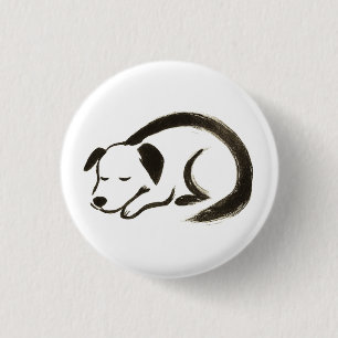 Schlafhund - Pinselkomfort auf Button