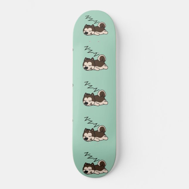 Schlafhund Siberischer Husky Tier Lover ZZ Haustie Skateboard (Vorderseite)