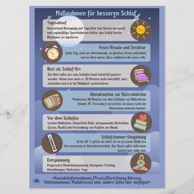 Schlafhygiene-Infoblätter für Klienten/Patienten Save The Date (Vorderseite)