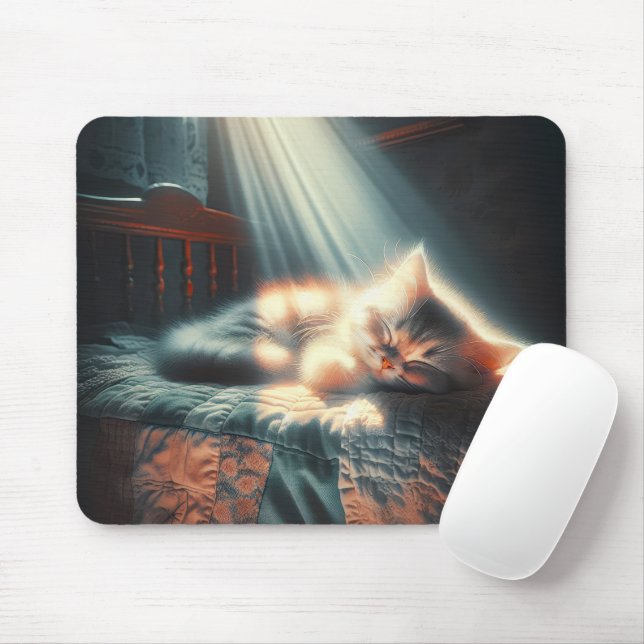 Schlafkätzchen im Sonnenlicht Mousepad (Mit Mouse)