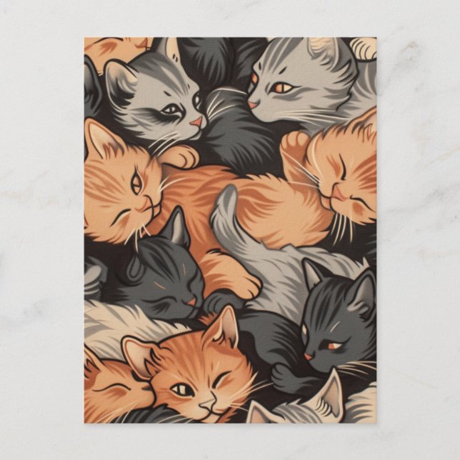 Schlafkätzchen Muster Postkarte (Vorderseite)