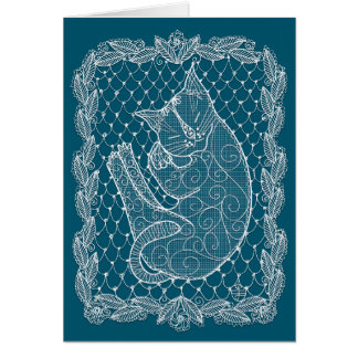 Schlafkatze an der Spitze Doily (Ozeanblau, leer)