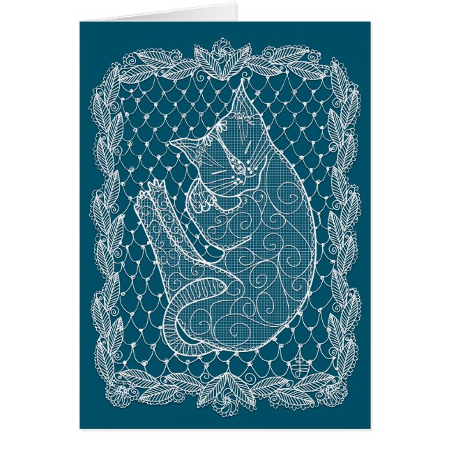 Schlafkatze an der Spitze Doily (Ozeanblau, leer) (Vorne)