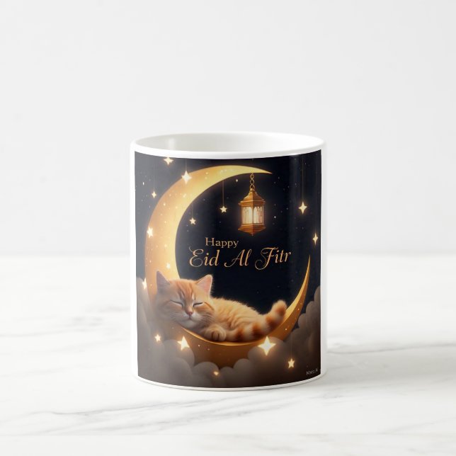 Schlafkatze auf dem Crescent Moon Kaffeetasse (Mittel)