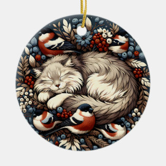 Schlafkatze & Bullfinches Ornament