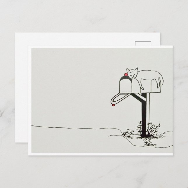 Schlafkatze Gewartet für einige E-Mails Postkarte (Vorne/Hinten)