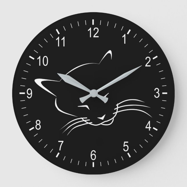 Schlafkatze Große Wanduhr (Vorderseite)