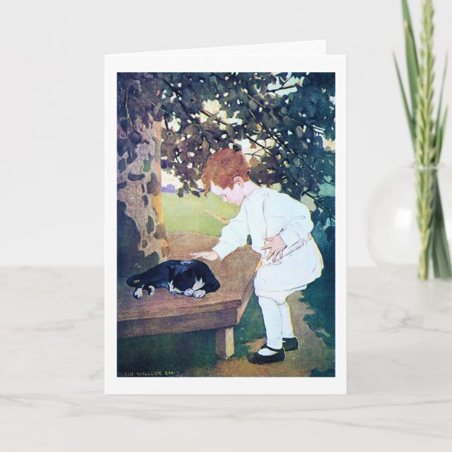 Schlafkatze und Kind, Jessie Willcox Smith Karte (Vorderseite)