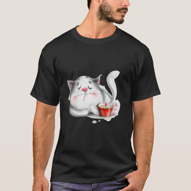 Schlafkatzenkatalogarbeit niedliches Kätzchen T-Shirt (Vorderseite)