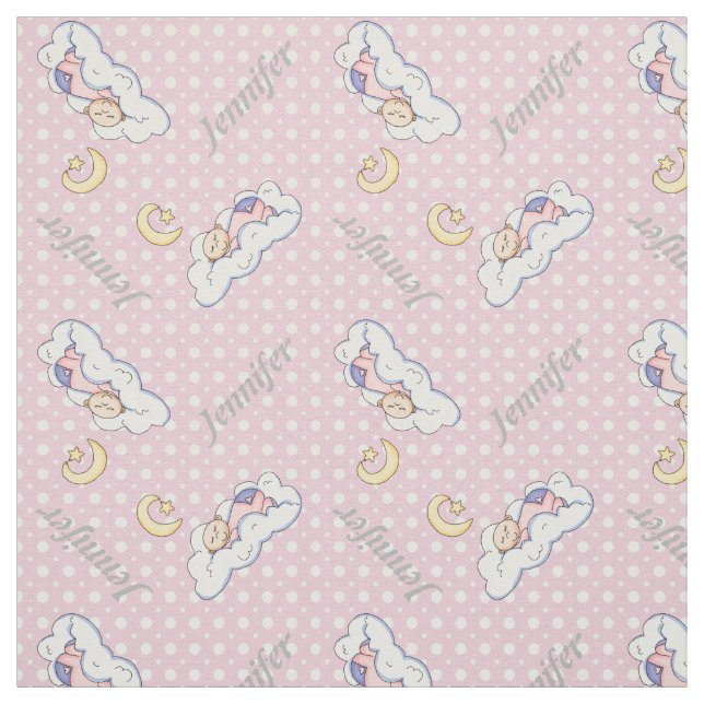 Schlafkindermädchen, Name und Pink polka dot Kinde Stoff (Muster)