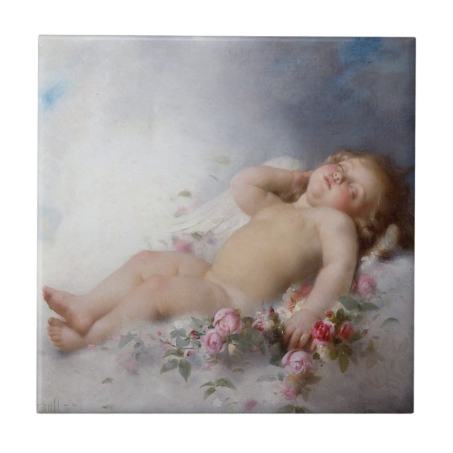 Schlafkreuz (Putto) (von Léon Bazille Perrault) Fliese (Vorderseite)