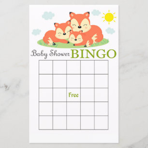 Schlaflose Fuchs Baby Dusche Bingcard