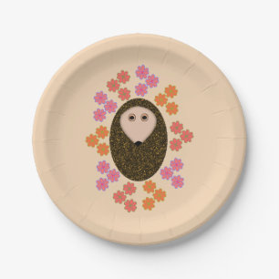 Schlaflose Igel und Blume Papier Party Teller